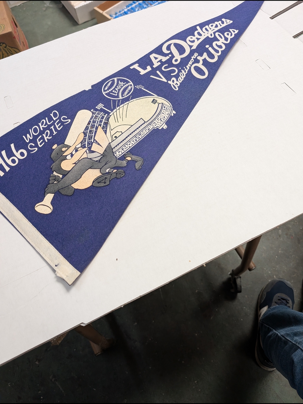 L.A. Dodgers vs Orioles 1966 World Series Felt Pennant - Blue & Cream